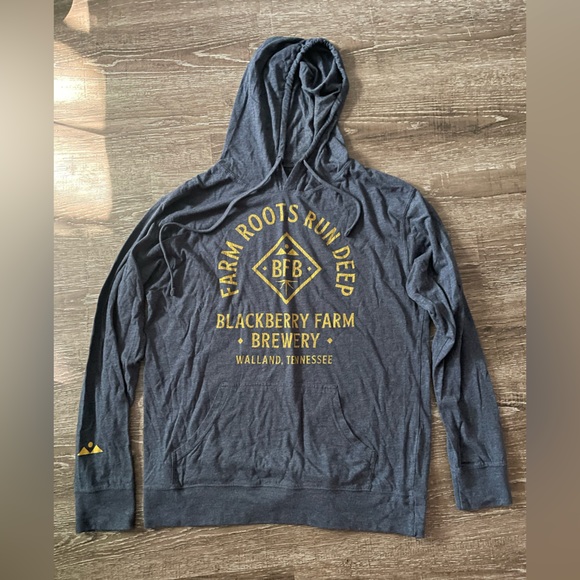 Men's Large Dark Blue T-Shirt material Hoodie - Picture 1 of 3